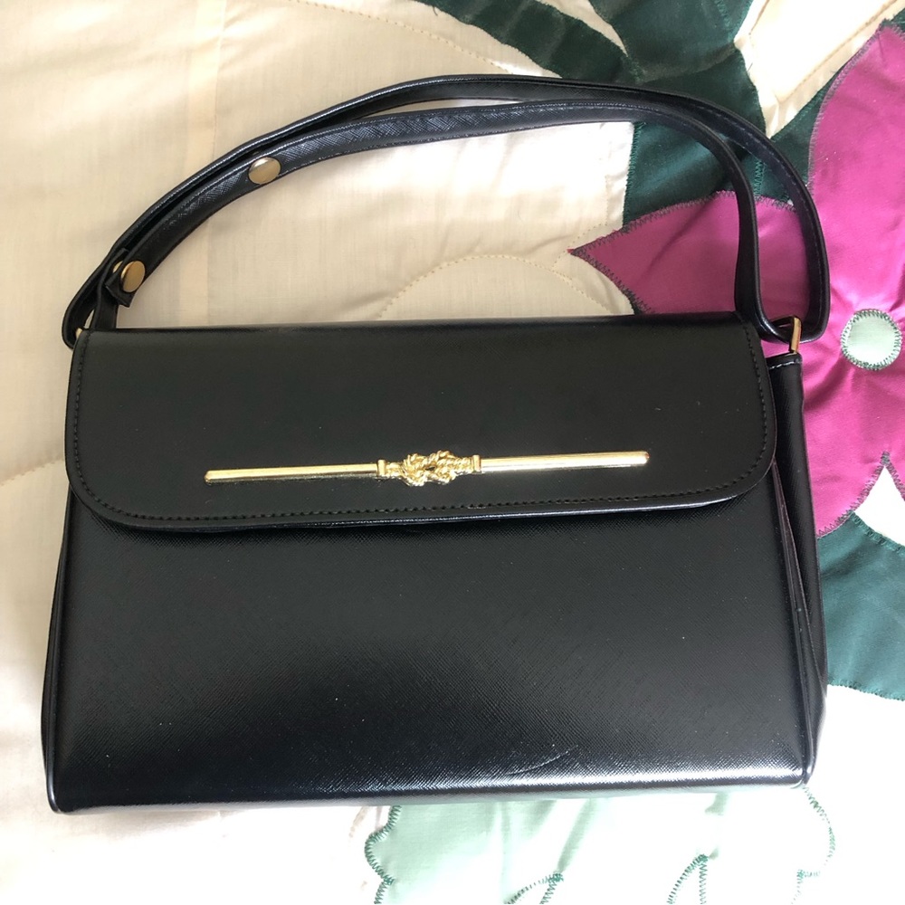Black Purse with Gold Embellishments